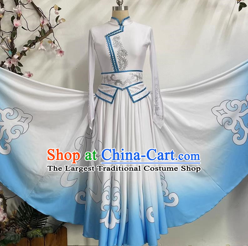 China Mongolian Clothing Performance Clothing Elegant Large Skirt Gradient Color Self Cultivation Dress Long Skirt Art Test Practice Performance Clothing