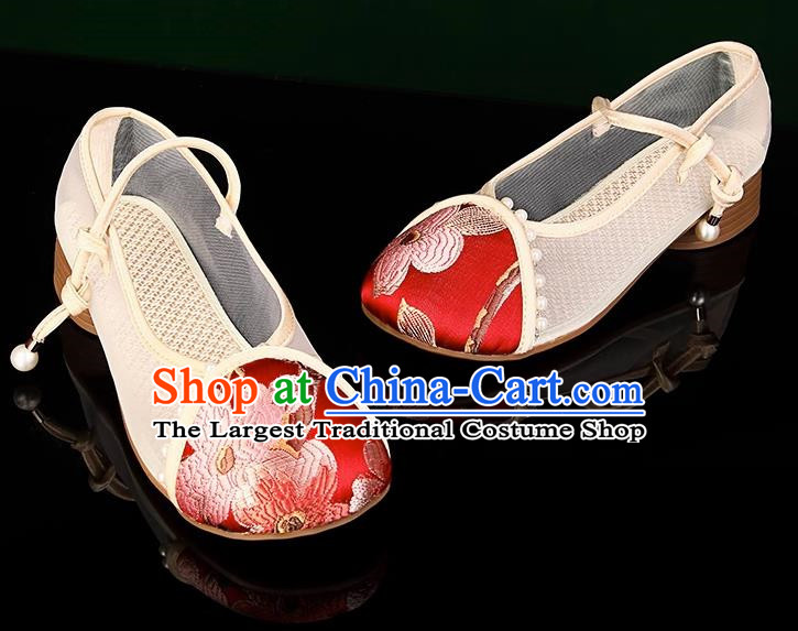 Head Turned Hanfu Shoes Brocade Green Ancient Cloth Shoes