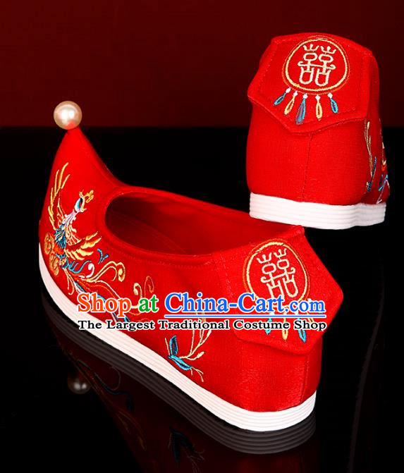 Red Bride Xiuhe Wedding Shoes Embroidered Hanfu Shoes