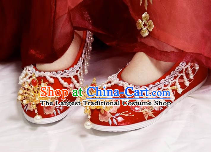 Embroidered Hanfu Wedding Shoes Xiuhe Women Shoes With Raised Head