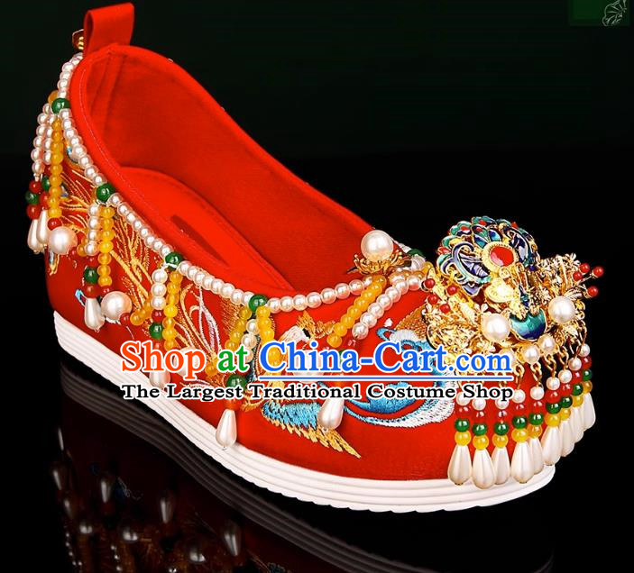 Handmade Beaded Wedding Shoes Xiuhe Dress Bride Han Dress Wedding