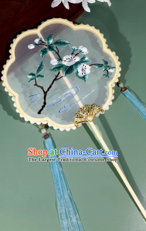 Group Fan Ancient Fan Chinese Style Double Sided Embroidery Round Ancient Hanfu Cheongsam Dance Fan Su Embroidery Streamer