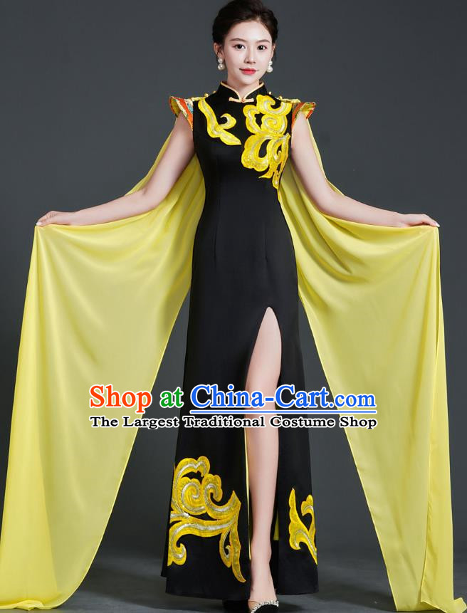 Chinese Design High End Mermaid Evening Dress Model Catwalk Cheongsam Annual Meeting Host Costume