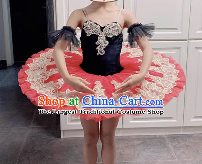 Children Professional Ballet Skirt Red Don Quixote Ballet Costume Competition Swan Lake TUTU Fluffy Gauze Skirt