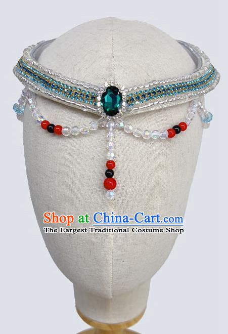 Mongolian Ethnic Dance Headdress Female Performance Headdress Beaded Beads Handmade Headdress Female Performance Dance Costume Accessories