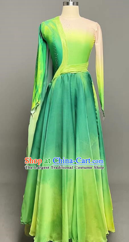 Classical Dance Tage Line Ancient Style Green Elegant Gradient Chinese Style Large Swing Skirt Costume