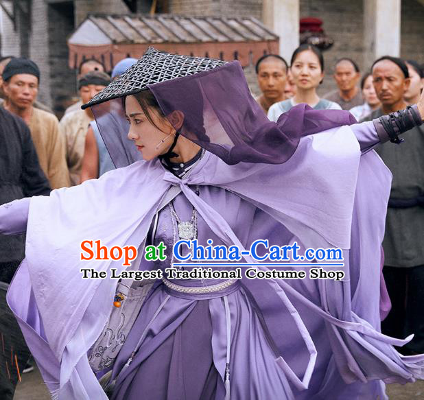 China Traditional Chivalrous Women Purple Dress Wuxia TV Series Fei Hu Wai Zhuan Yuan Ziyi Clothing Ancient Female Swordsman Costumes