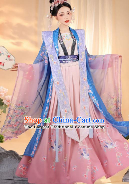 China Song Dynasty Imperial Consort Clothing Ancient Royal Empress Costumes Traditional Palace Hanfu Dress Complete Set