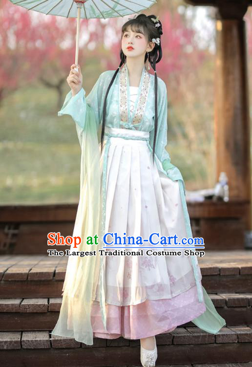 China Song Dynasty Young Lady Clothing Ancient Woman Costumes Traditional Hanfu Dresses