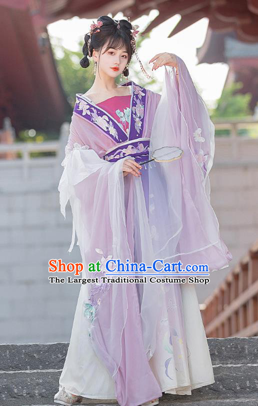 Traditional Woman Hanfu Dress China Jin Dynasty Princess Costumes Ancient Goddess Purple Clothing