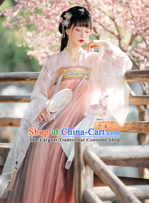 China Traditional Ruqun Hanfu Dress Song Dynasty Young Woman Costumes Ancient Royal Princess Clothing