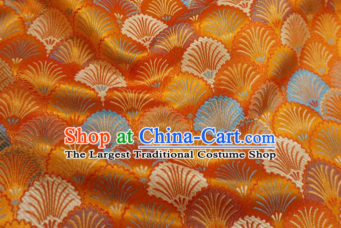 Orange China Traditional Brocade Fabric Classical Pine Needle Pattern Design Cloth Cheongsam Drapery