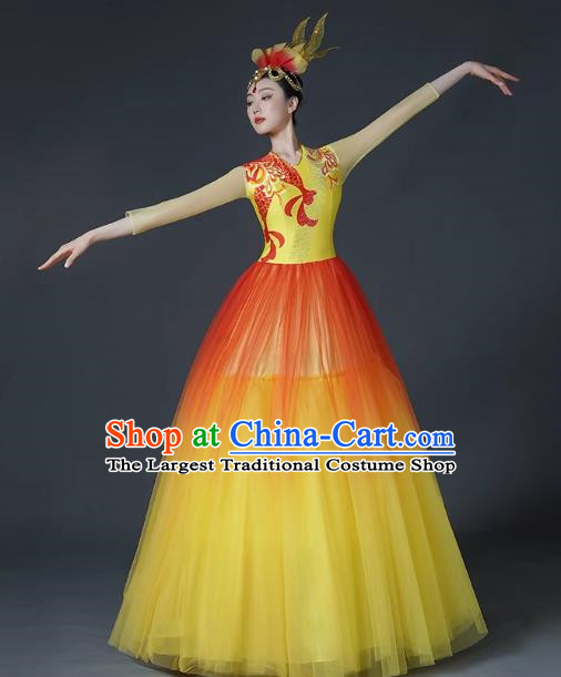 Opening Dance Large Swing Skirt Dance Costume Female Classical Stage Brilliant Chinese Modern Dance Performance Costume Song Accompaniment Dance