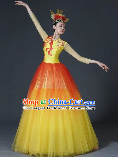 Opening Dance Large Swing Skirt Dance Costume Female Classical Stage Brilliant Chinese Modern Dance Performance Costume Song Accompaniment Dance