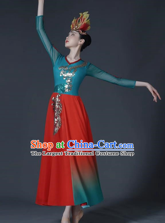 Classical Dance Costume Female Chinese Style Opening Dance Big Swing Skirt Singing and Dancing Performance Costume Modern Chorus Long Skirt