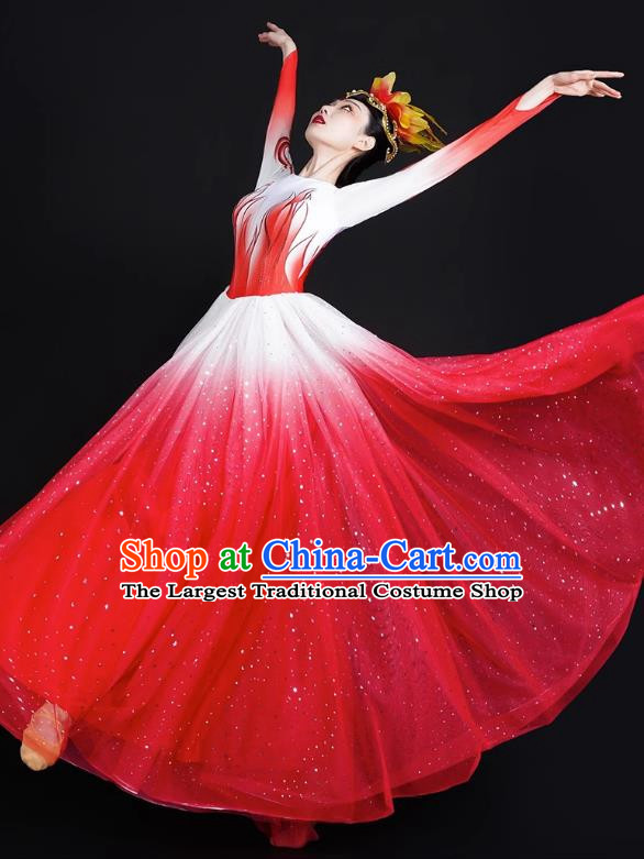 Spring Festival Gala Opening Dance Big Swing Skirt Women Chinese Style Costumes Modern Dance Costumes Song Dancer In The Lights