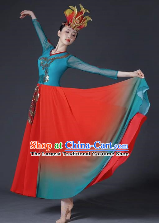 Classical Dance Costume Female Chinese Style Opening Dance Big Swing Skirt Singing and Dancing Performance Costume Modern Chorus Long Skirt