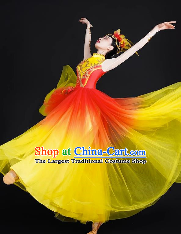 Spring Festival Gala Opening Dance Large Swing Skirt Performance Costumes Modern Dance Costumes Brilliant Chinese Dream Song Accompanying Dance Long Skirt Female