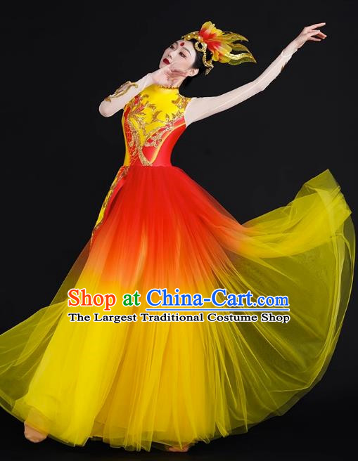 Spring Festival Gala Opening Dance Large Swing Skirt Performance Costumes Modern Dance Costumes Brilliant Chinese Dream Song Accompanying Dance Long Skirt Female