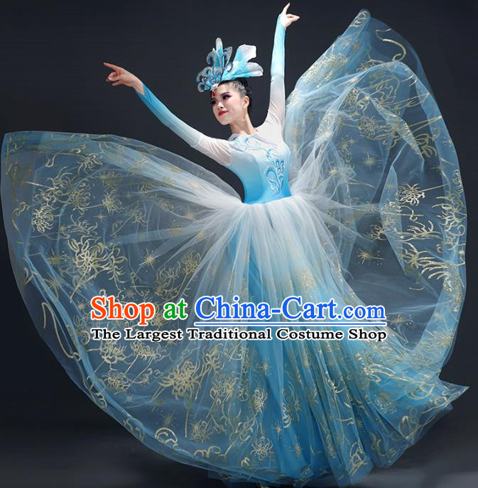 Opening Dance Big Swing Skirt Performance Costume Female Large Stage Chorus Modern Dance Costume Song Dance Dress