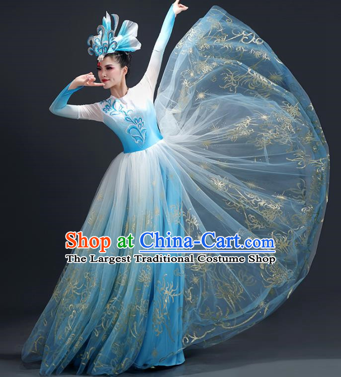 Opening Dance Big Swing Skirt Performance Costume Female Large Stage Chorus Modern Dance Costume Song Dance Dress