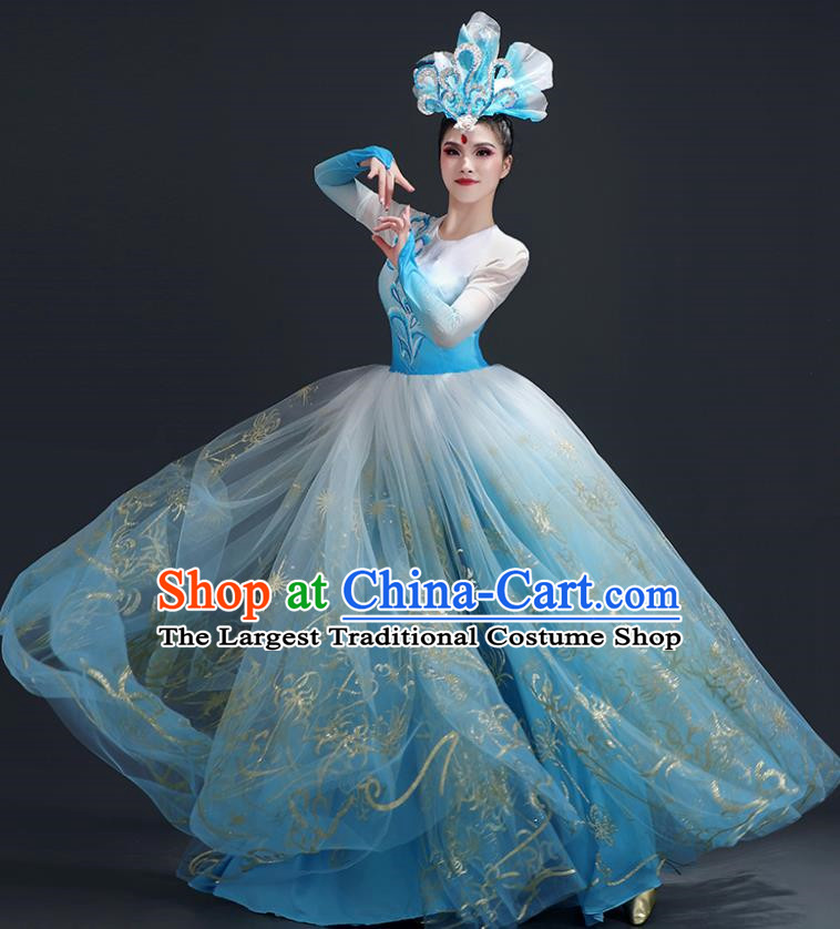 Opening Dance Big Swing Skirt Performance Costume Female Large Stage Chorus Modern Dance Costume Song Dance Dress