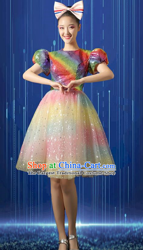 Modern Dance Costume Dress Women Square Dance Tutu Suit Opening Dance Big Swing Skirt Singing Dance Costume