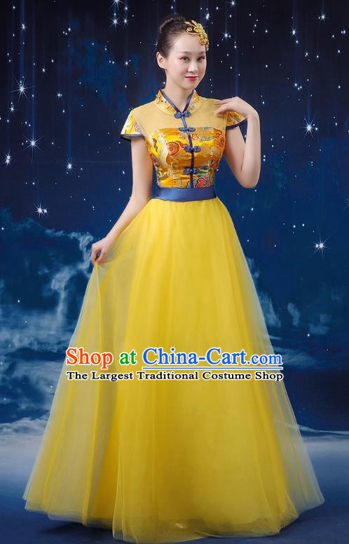 Chinese Wind Chorus Women Long Skirt National Dance Costume Folk Music Erhu Guzheng Allegro Performance Costume Adult Suit