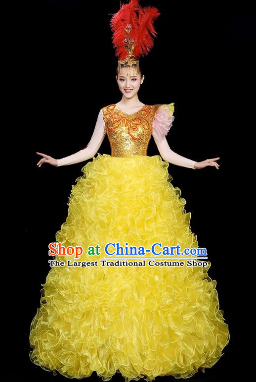 Opening Dance Big Skirt Performance Costumes Sequins Song Accompaniment Dance Costumes Solo Stage Performance Costumes