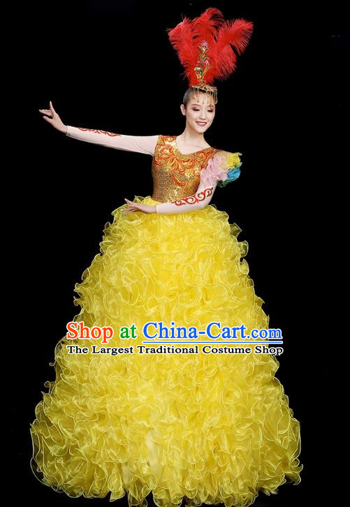 Opening Dance Big Skirt Performance Costumes Sequins Song Accompaniment Dance Costumes Solo Stage Performance Costumes