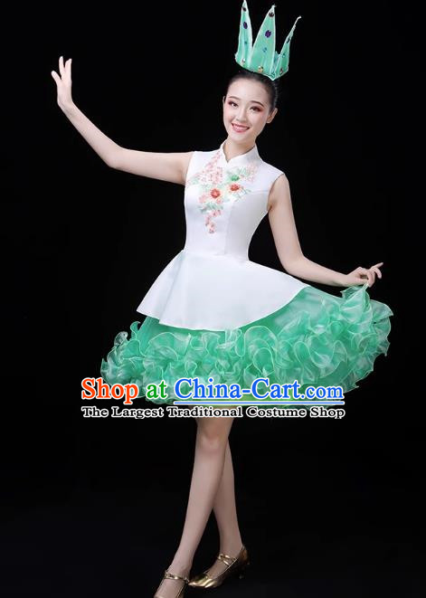 Green Modern Dance Costume Fashion Opening Dance Costume Chorus Singing Dancer Skirt Square Dance Costume Female