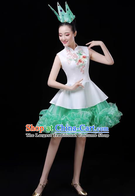 Green Modern Dance Costume Fashion Opening Dance Costume Chorus Singing Dancer Skirt Square Dance Costume Female