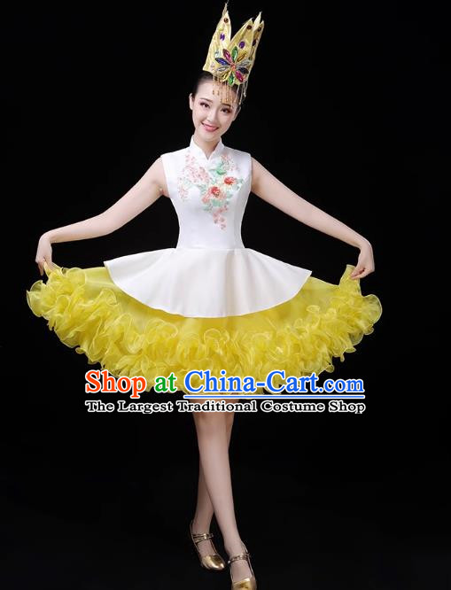 Yellow Modern Dance Costume Fashion Opening Dance Costume Chorus Singing Dancer Skirt Square Dance Costume Female