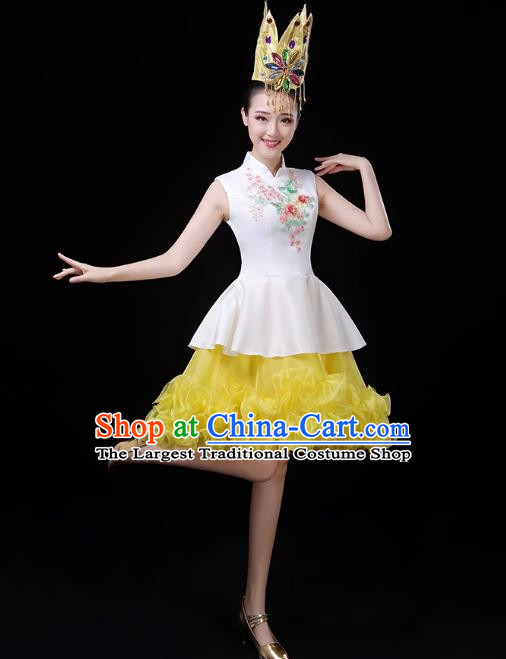Yellow Modern Dance Costume Fashion Opening Dance Costume Chorus Singing Dancer Skirt Square Dance Costume Female