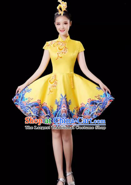 Yellow Modern Dance Costume Female Drumming Costume Performance Costume Fashion Opening Dance Dress