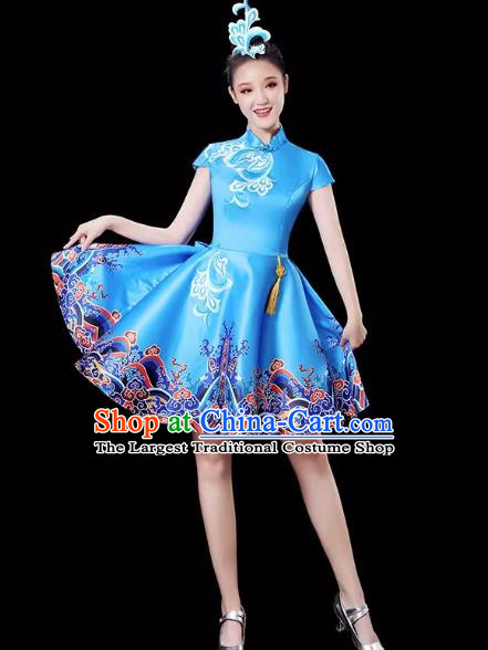 Blue Modern Dance Costume Female Drum Costume Costume Fashion Opening Dance Dress