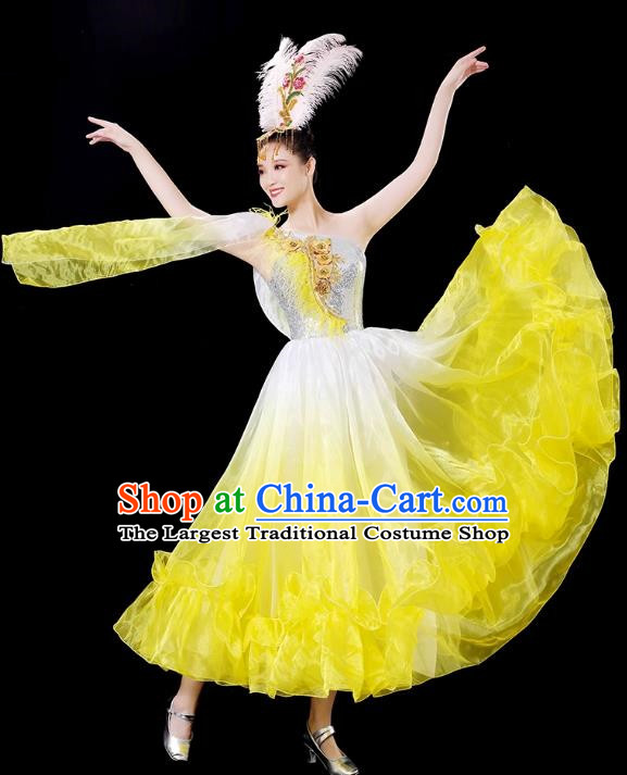 Opening Dance Big Swing Skirt Dance Costume Female Stage Modern Dance Dress Accompaniment Dance Costume Long Skirt