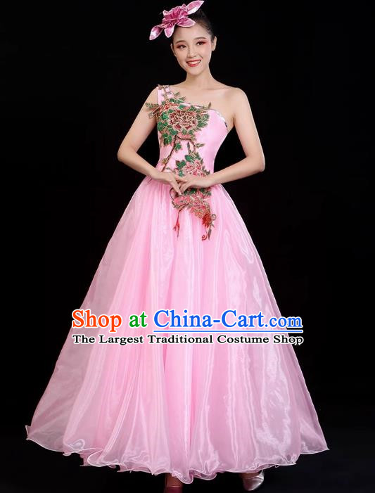 Opening Dance Big Swing Skirt Modern Dance Costume Chorus Costume Pink 540 Swing Costume Female Dancer