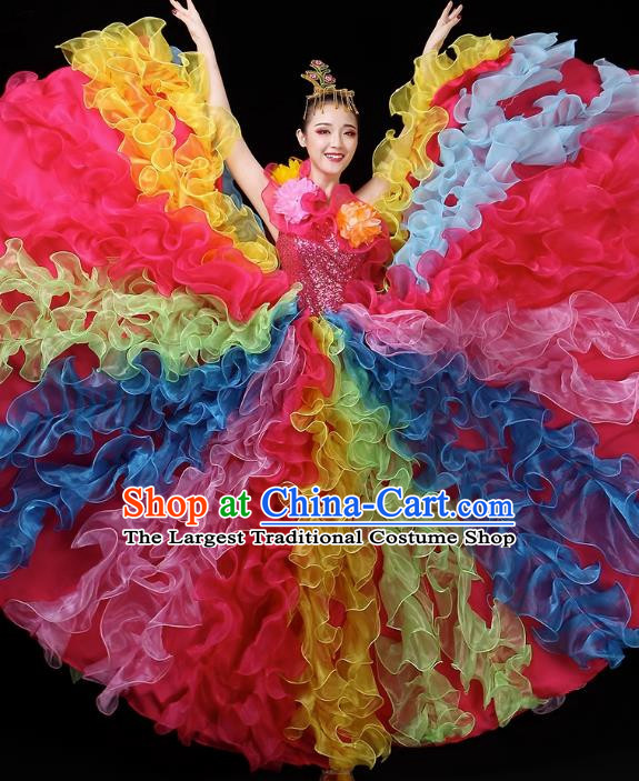 Opening Dance Big Swing Skirt Performance Costume Female Dancer Long Skirt Atmospheric Dance Costume Large Modern Dance