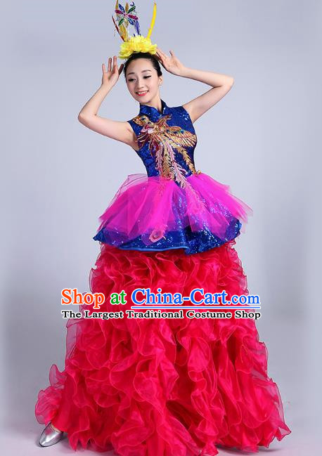 Opening Dance Big Swing Skirt Performance Costume Female Long Skirt Chorus Stage Costume Performance Costume Dance