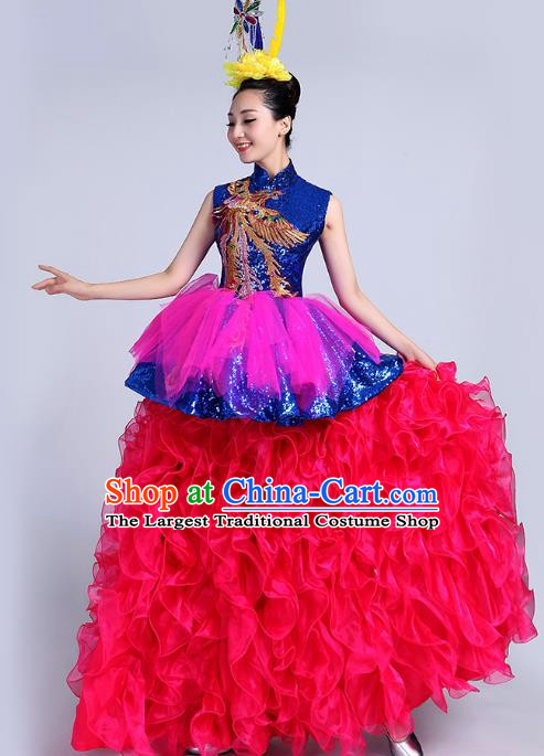 Opening Dance Big Swing Skirt Performance Costume Female Long Skirt Chorus Stage Costume Performance Costume Dance