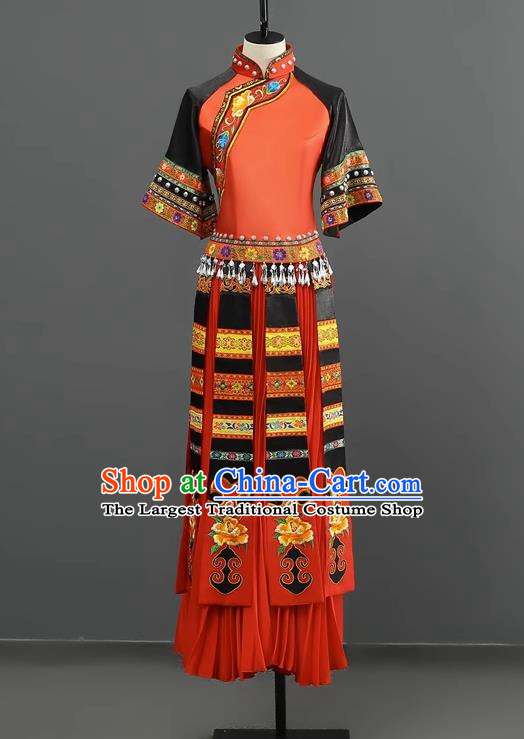 Miao Women Group Dance With A Touch Of Red Dance Costumes Performance Costumes Taoli Cup