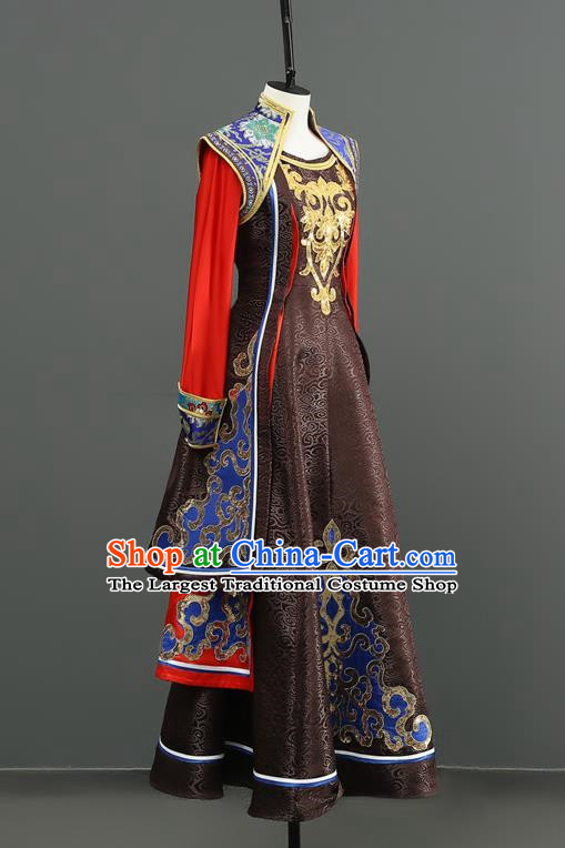 Mongolian Dance Costume Performance Costume Set Female Art Test Practice Clothes Large Swing Skirt