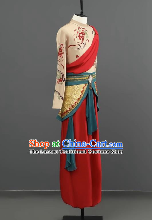 Dunhuang Dance Costume Feitian Hanfu Shibi Juexiang Dance Costume Paper Fan Scholar Classical Dance Performance Costume For Men And Women