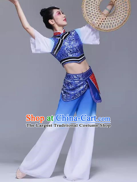 Shake To Grandma Bridge Performance Costume Classical Dance Costume Body Rhyme Gauze Square Dance Summer Dress Women Bamboo Hat Dance Costume