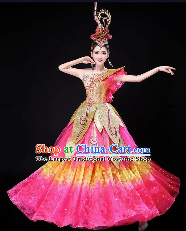 Opening Dance Big Swing Skirt Costumes Flourishing Age Flowers Dance Large Anniversary Celebration Dance Costumes Women Costumes