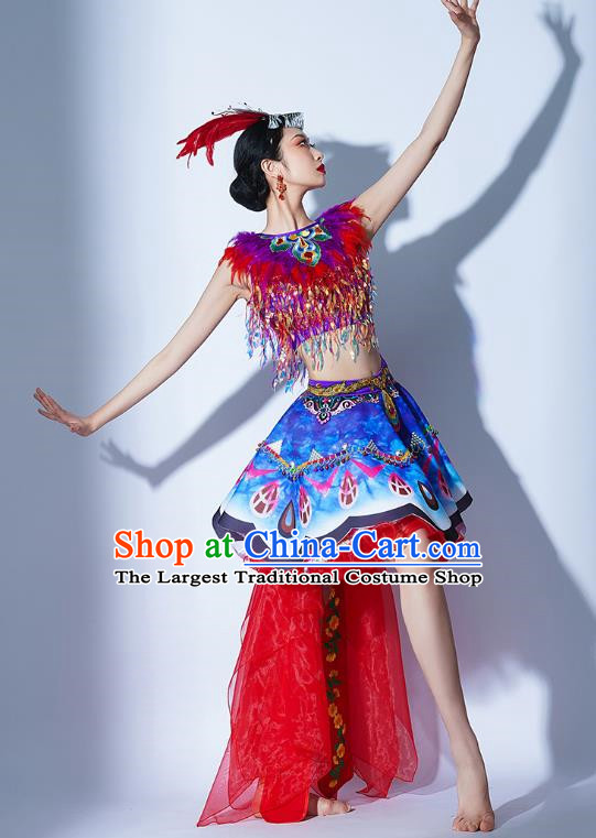 Red Parade Performance Costumes Women Group Performance Costumes Opening Dance Song Accompaniment Dance Performance Costume Female Tutu Skirt