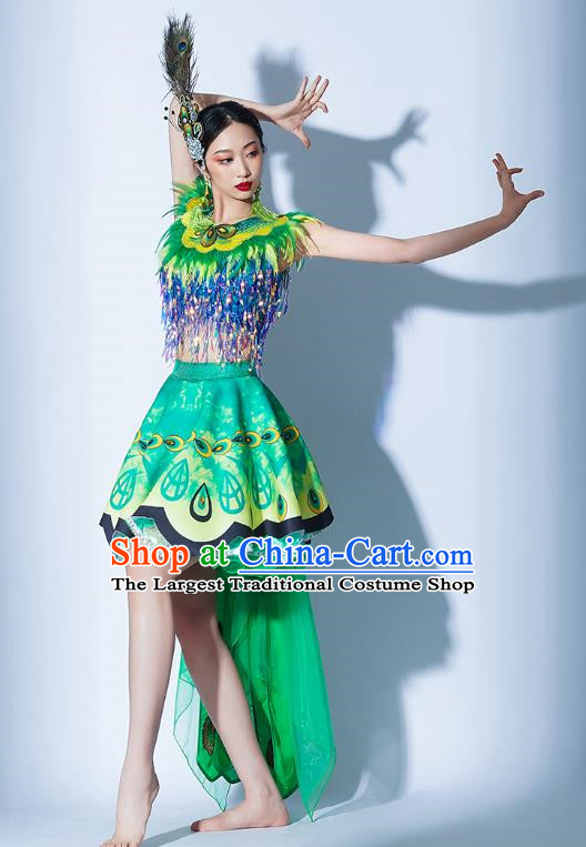 Green Parade Performance Costumes Women Group Performance Costumes Opening Dance Song Dance Performance Costume Female Tutu Skirt