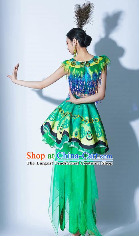 Green Parade Performance Costumes Women Group Performance Costumes Opening Dance Song Dance Performance Costume Female Tutu Skirt