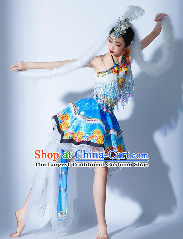 Light Blue Parade Performance Costumes Women Troupe Performance Costumes Opening Dance Song Accompaniment Dance Performance Costumes Female Tutu Skirt